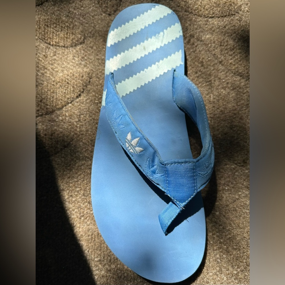 Adidas Men’s Logo Flip Flops Size 10 - Picture 4 of 9